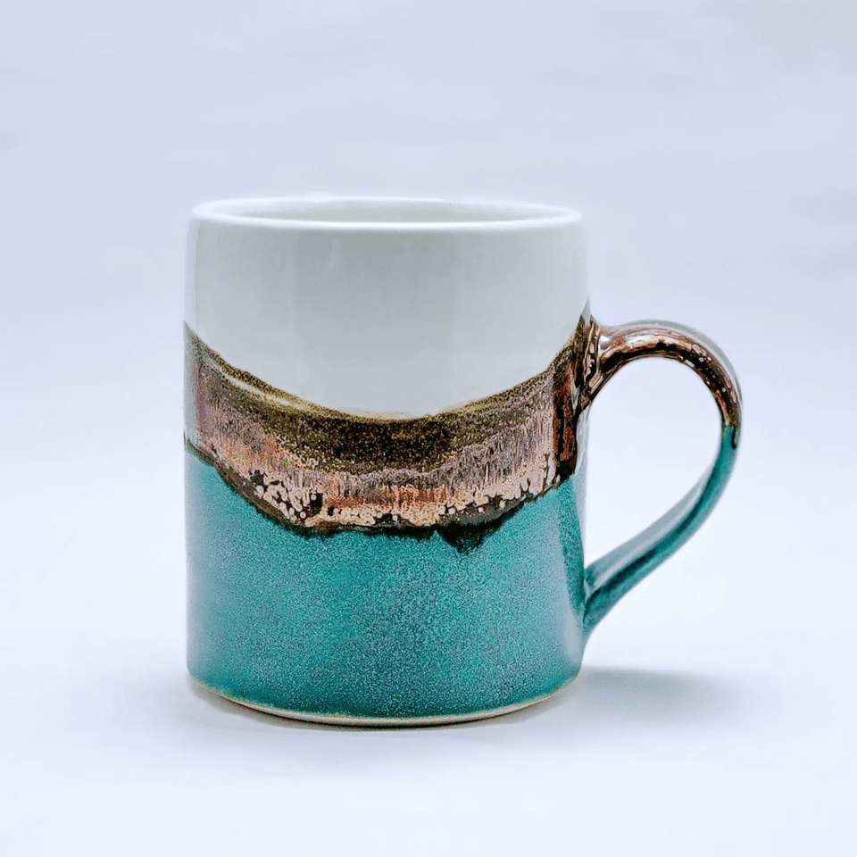 porcelain turquoise copper mug